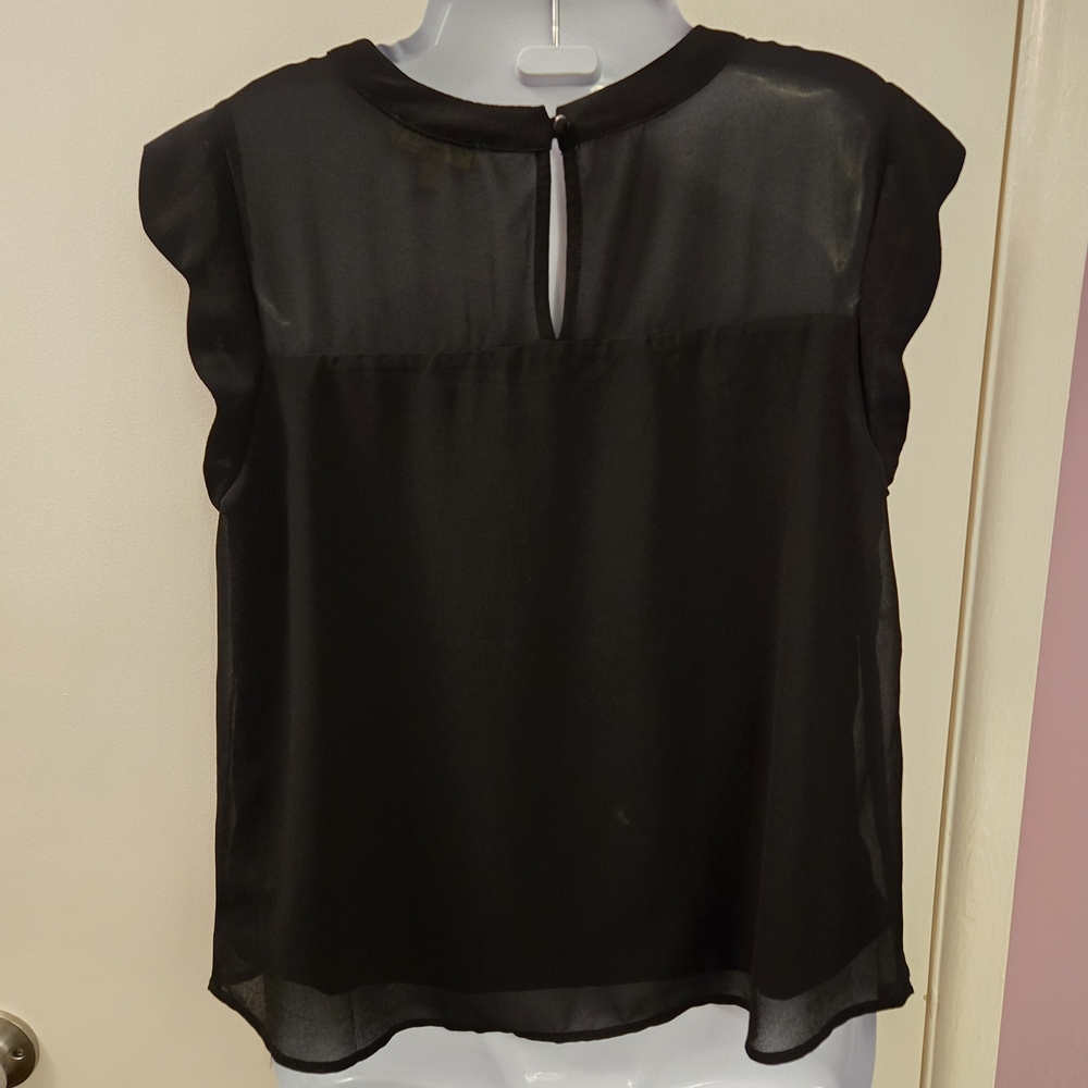 Monteau Black Ruffle Sleeve Blouse - Picture 3 of 5